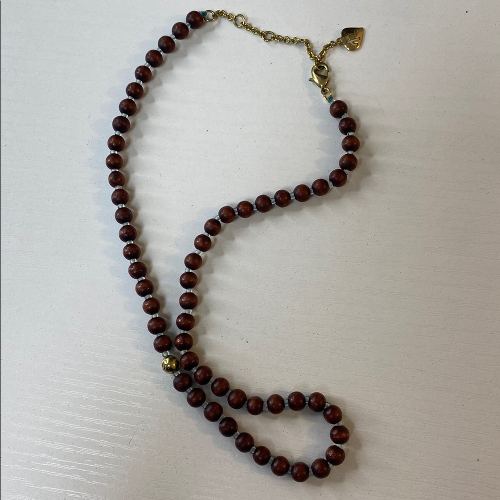 Brown Beaded Necklace with Gold Tone Accent - Picture 3 of 3